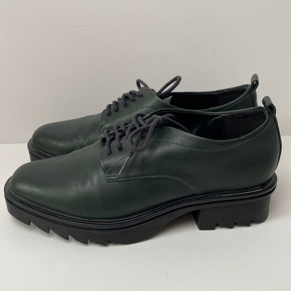 Zara Shoes Women US 6.5 EU 37 Green Blucher Oxford Chunky Lug Sole Platform - Picture 5 of 12